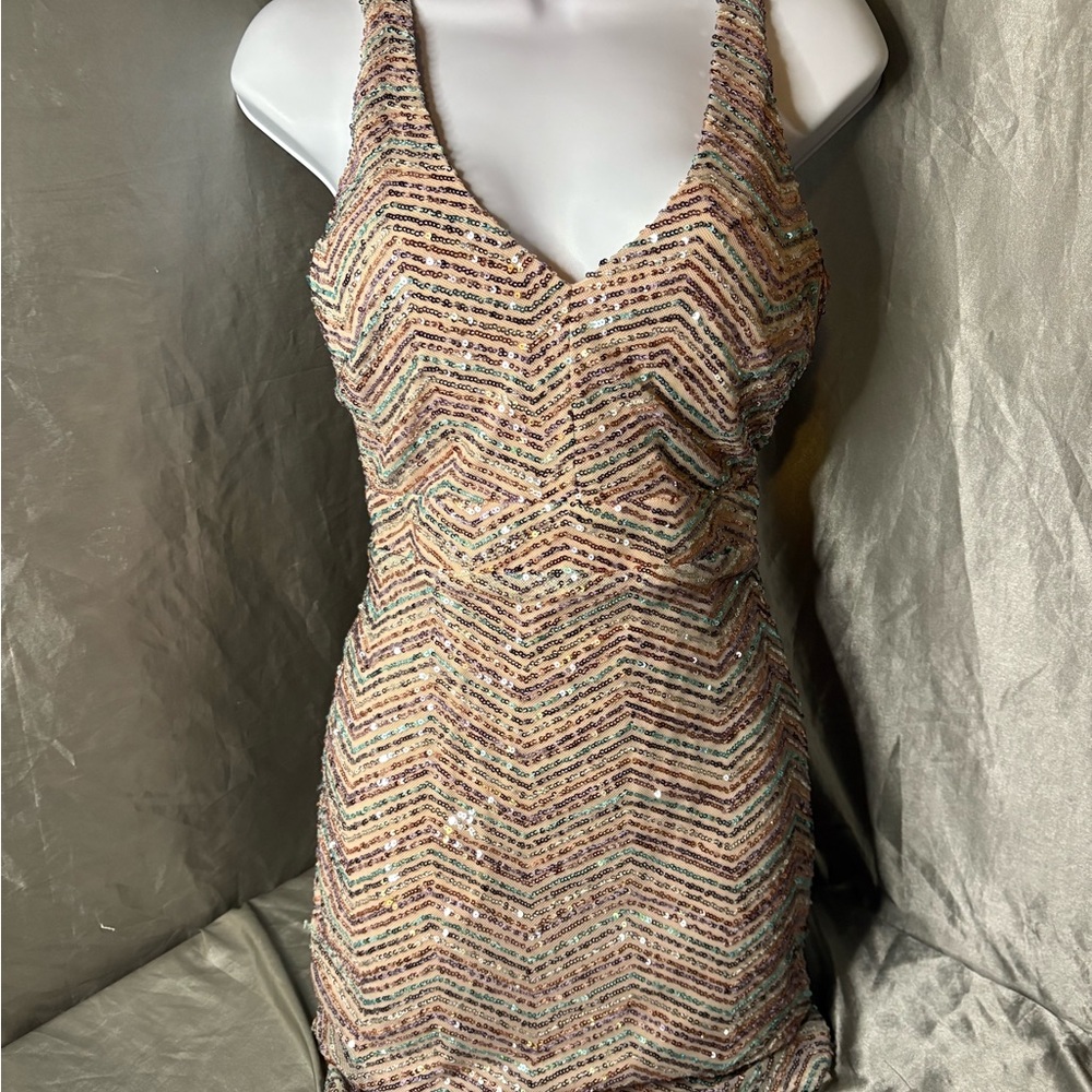 Crystal Doll Multicolor Sequin Mini Dress